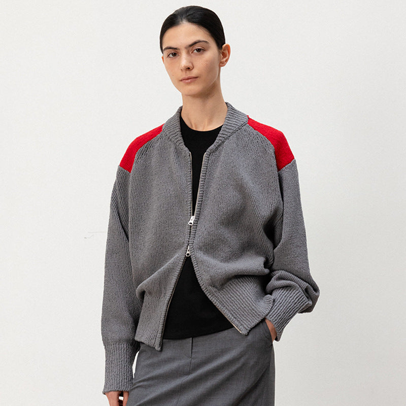 Damen Modische Strickjacke mit Reißverschluss Drune