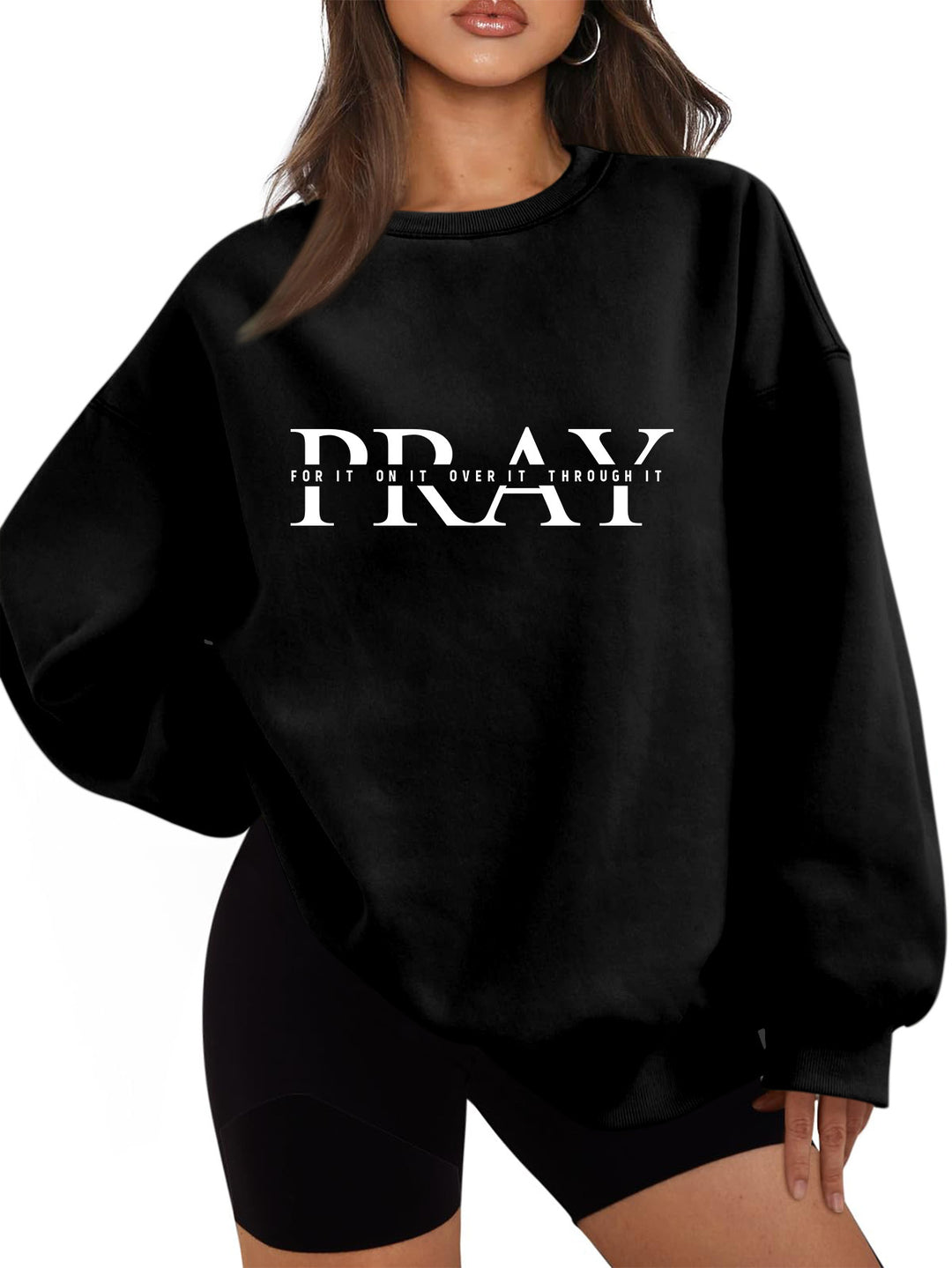 Damen Sweatshirt mit oversized Schnitt und inspirierendem Aufdruck Drune