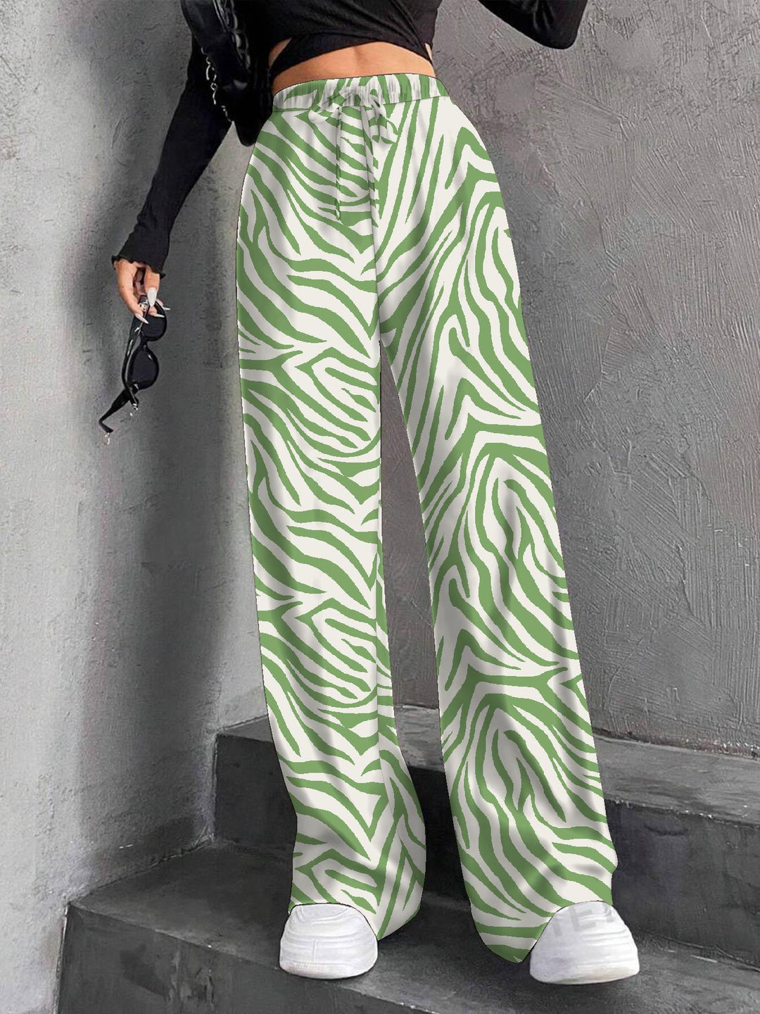 Damen Weit geschnittene Plissee-Hose mit elastischem Bund und praktischen Eingrifftaschen Drune