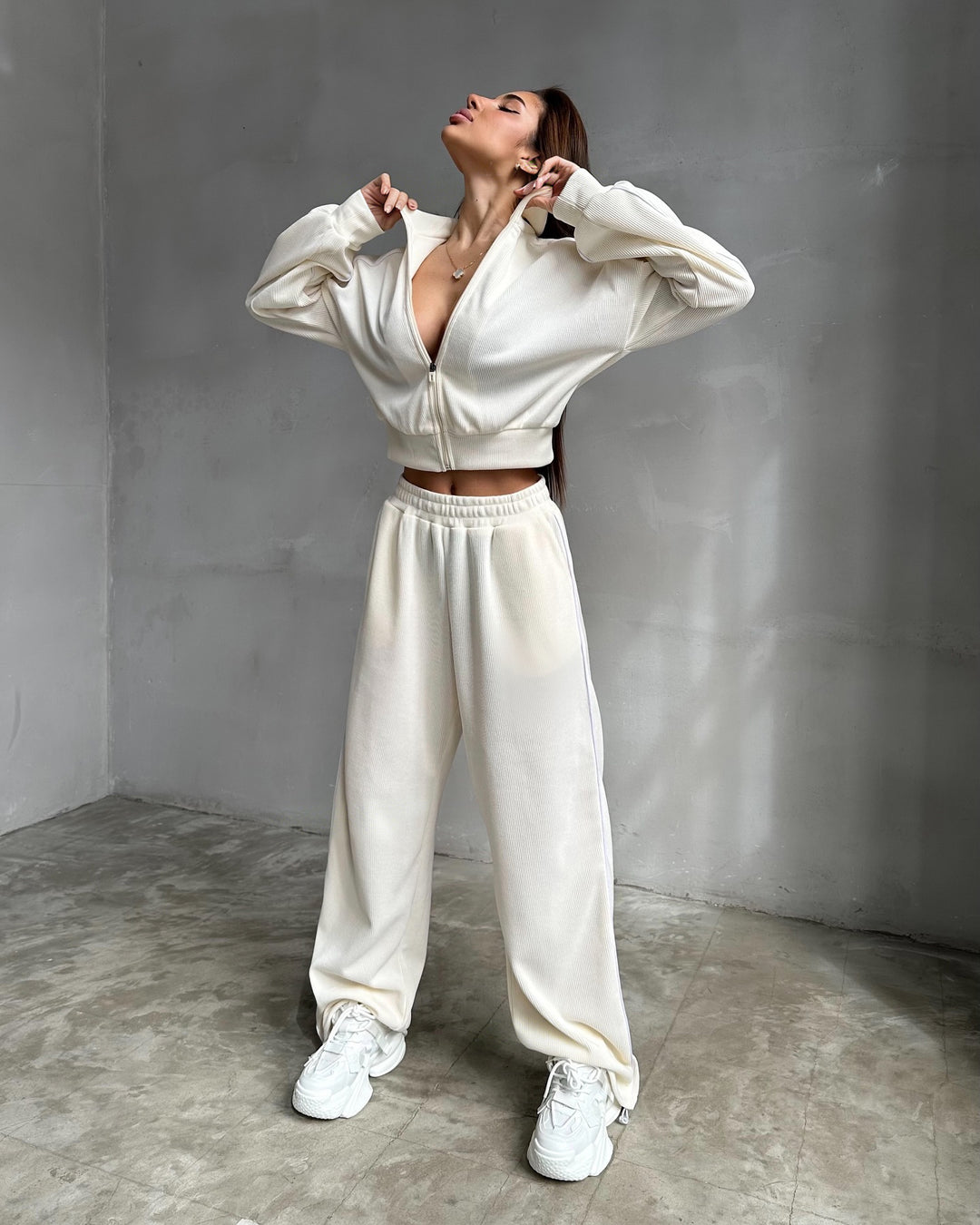 Damen Entspanntes Loungewear-Set mit Kapuze und weitem Schnitt Drune