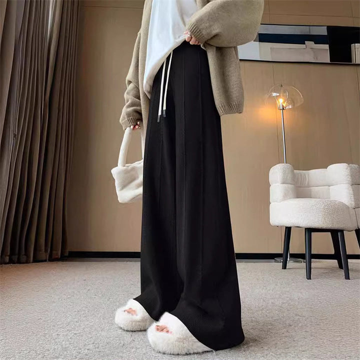 Damen Warme Palazzo-Hose mit elastischem Bund und seitlichen Taschen Drune