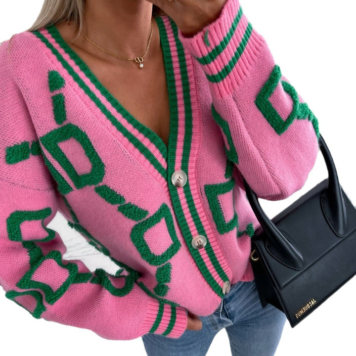 Damen Strickjacke mit modischem geometrischem Design Drune