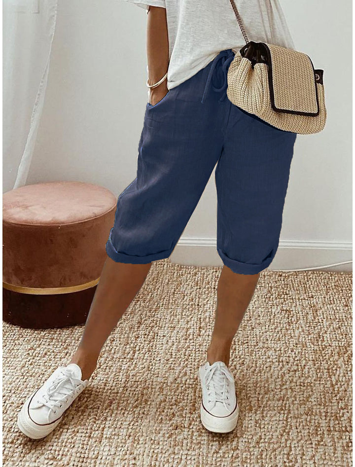 Damen Luftige Leinen Shorts Drune