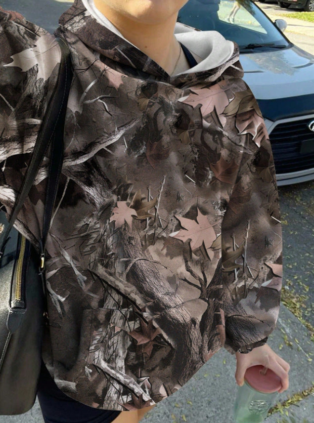 Damen lässiger Kapuzenpullover mit Camouflage-Muster Drune