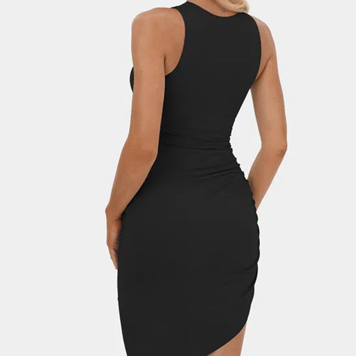 Damen sportliches Minikleid im figurbetonten Design mit asymmetrischem Saum Drune