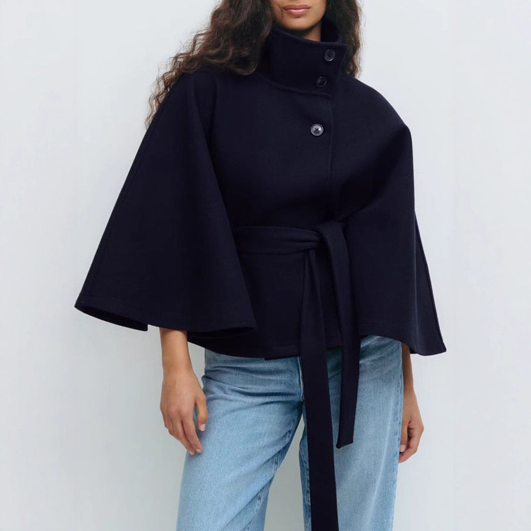 Damen Modische Jacke mit weitem Schnitt und Bindegürtel Drune