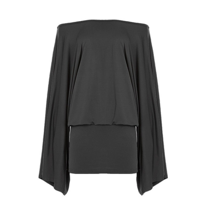 Damen Oversize-Top mit weiten Ärmeln und elastischem Bund Drune