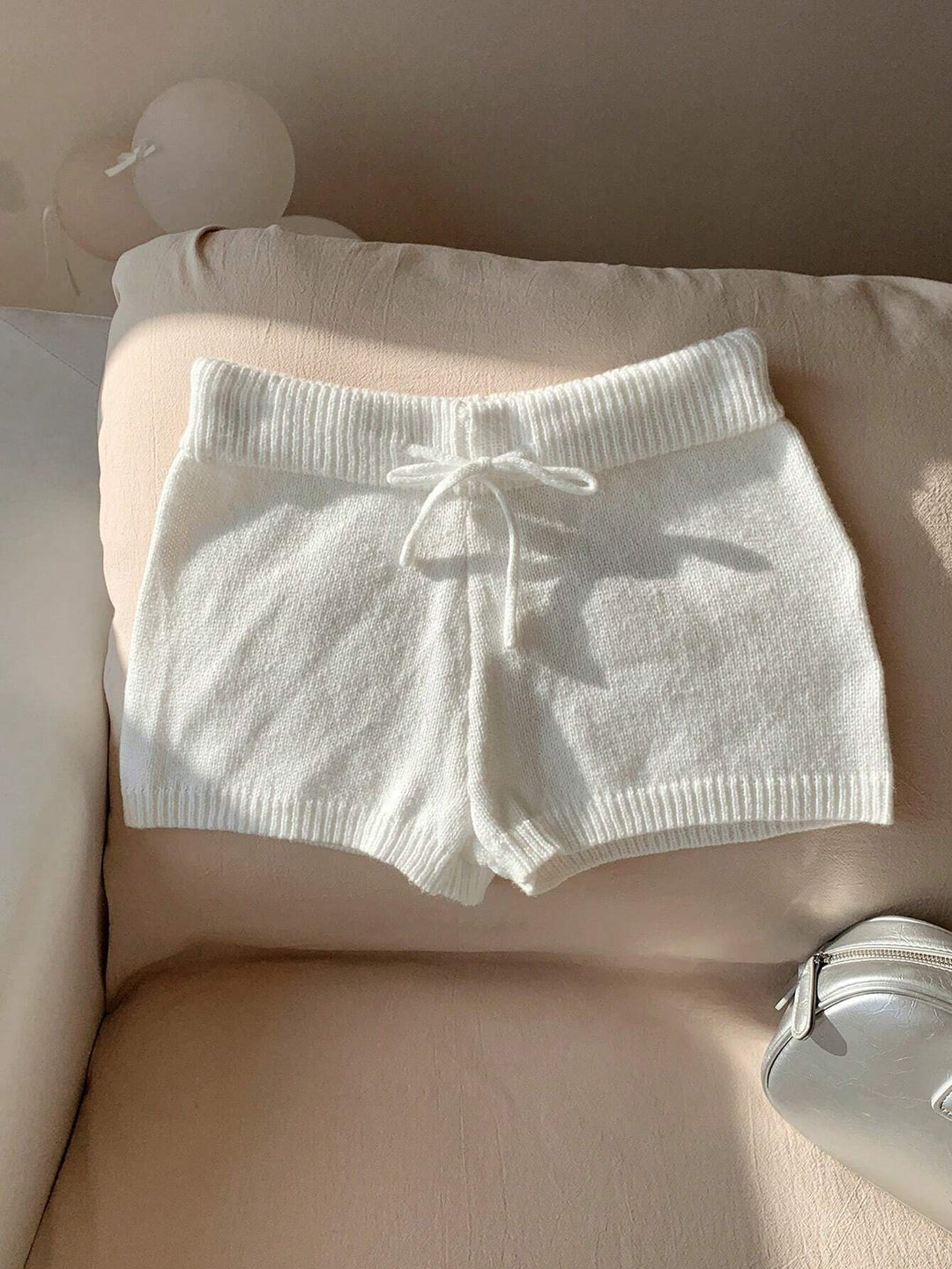 Damen weiche Strickshorts mit praktischem Kordelzug Drune