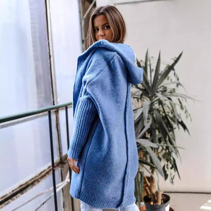 Damen Kuschelige Strickjacke mit Kapuze Drune