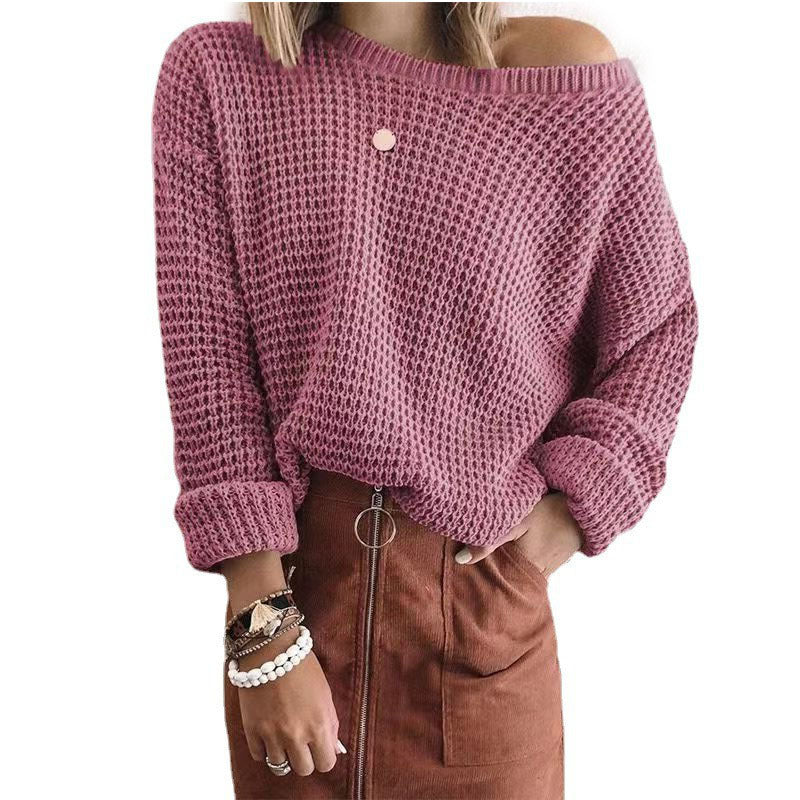 Damen Strickpullover im lässigen Oversize-Style mit schulterfreiem Design Drune