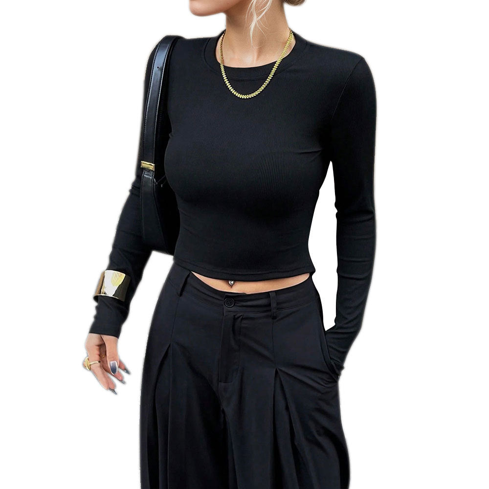 Damen Langarmshirt mit eleganter Rippstruktur und figurbetonter Passform Drune