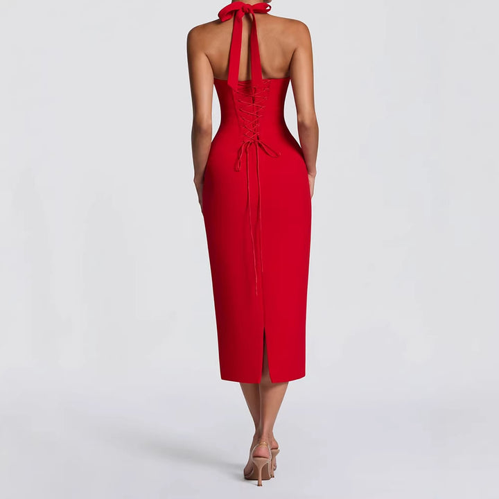 Damen Elegantes Bodycon-Kleid mit Halterdesign Drune
