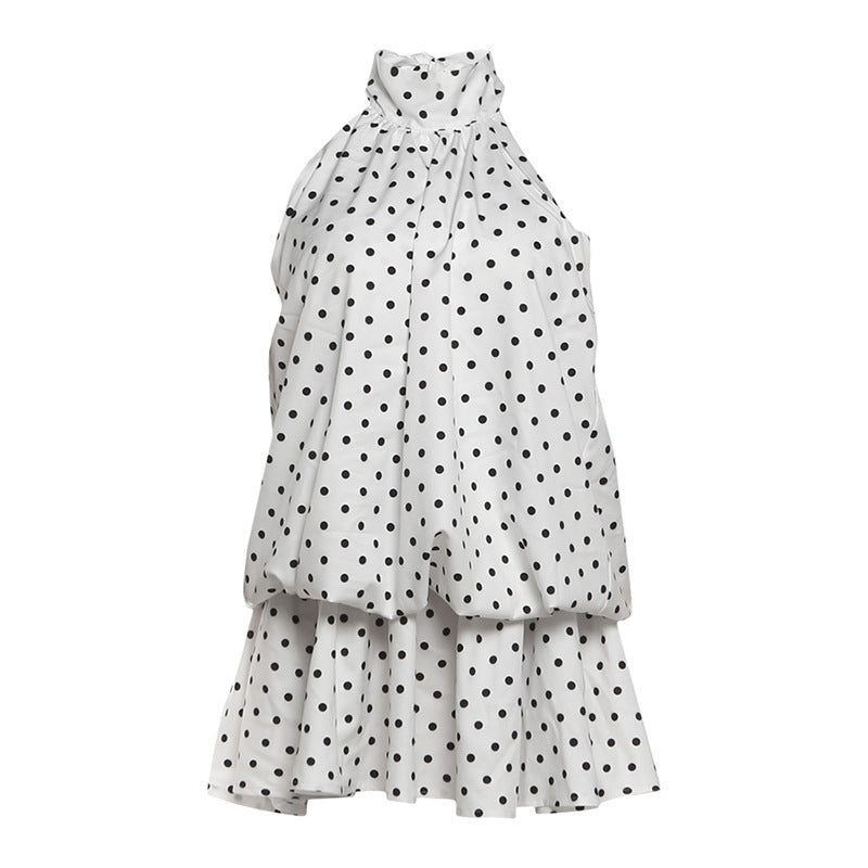 Damen Minikleid mit verspieltem Polka-Dot-Muster und elegantem Neckholder Drune
