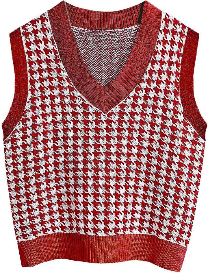 Damen Strickweste mit modernem Hahnentritt-Muster Drune