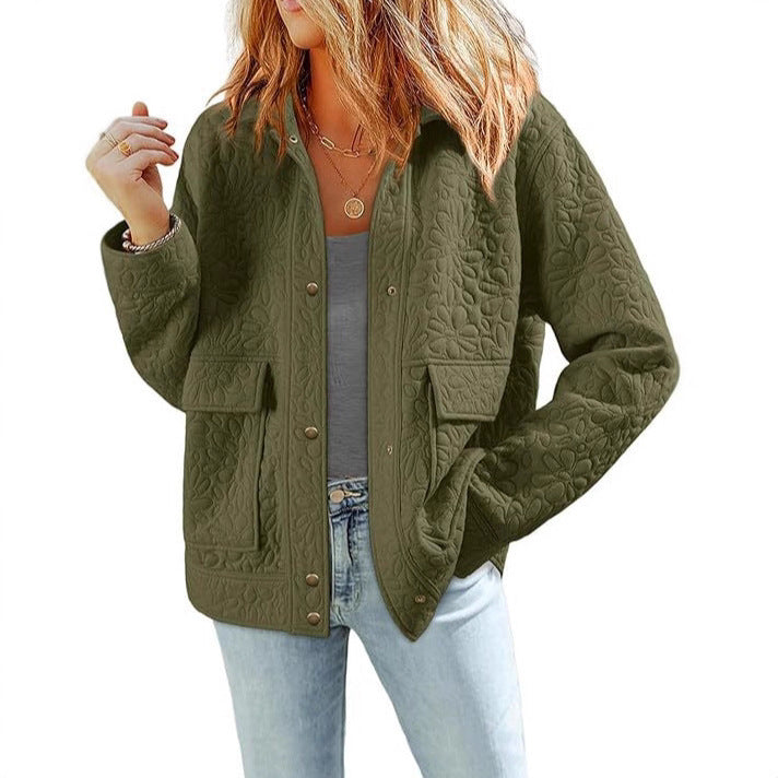 Damen Steppjacke mit praktischen aufgesetzten Taschen und floralem Muster Drune