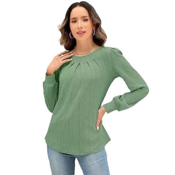 Damen Stylische Bluse mit dekorativem Faltenwurf Drune