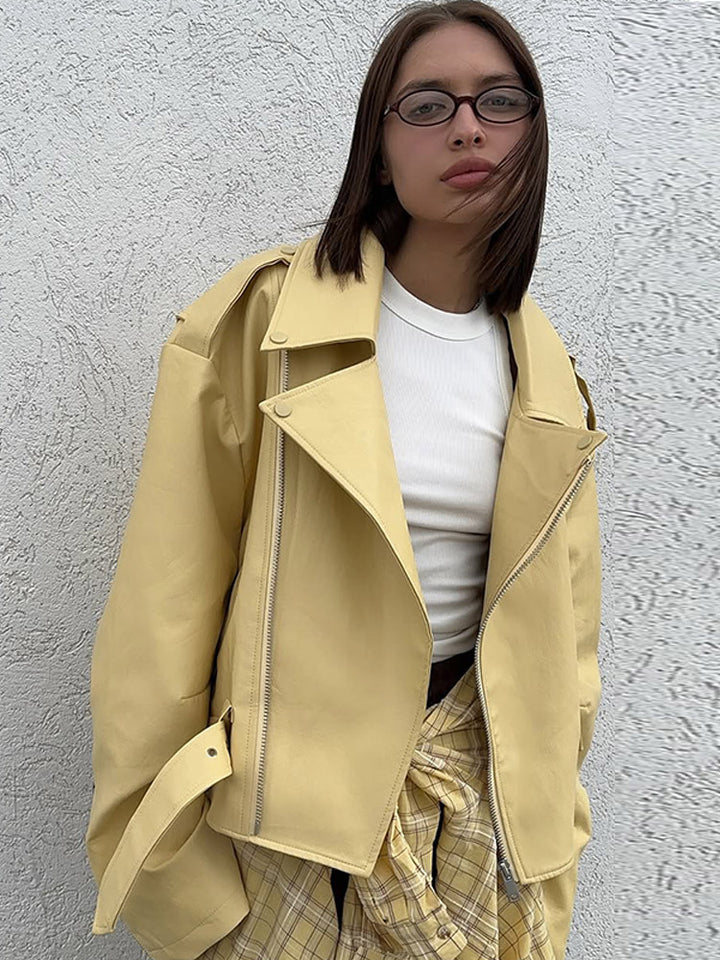 Damen Oversized Bikerjacke mit schmeichelndem Schnitt Drune