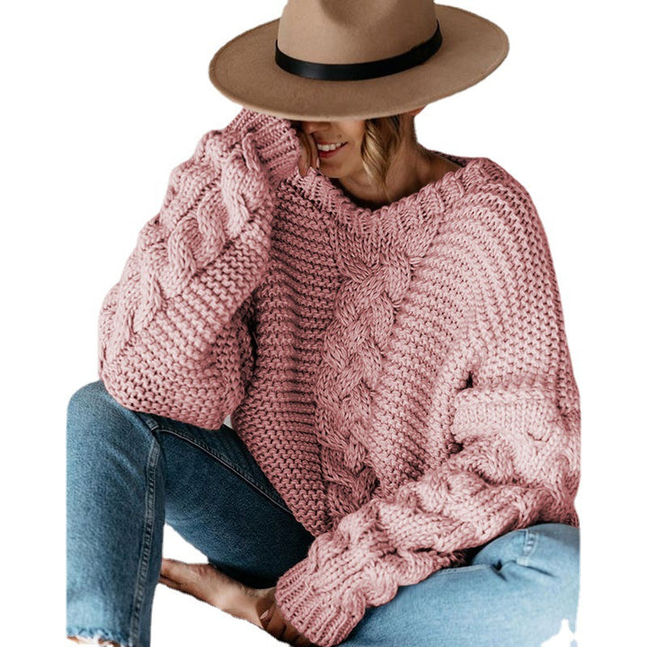 Damen Grobstrickpullover mit elegantem Zopfmuster und weitem Schnitt Drune