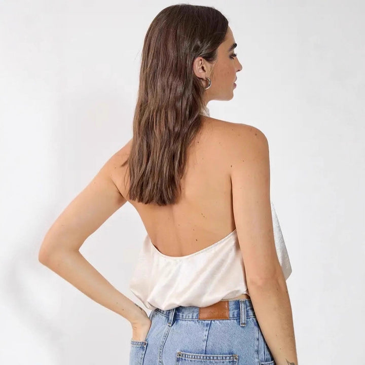 Damen Satin-Haltertop mit gerafftem Ausschnitt Drune