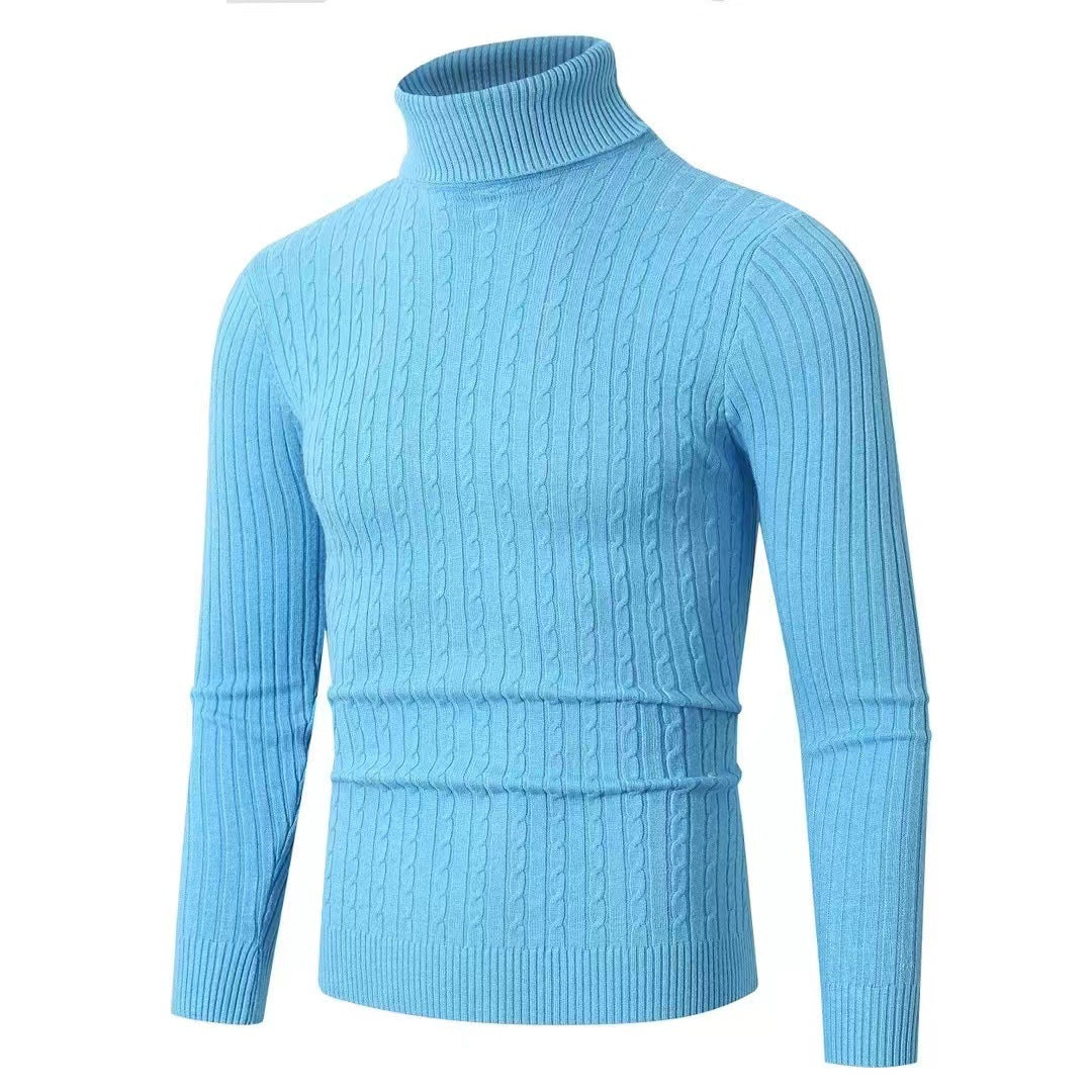 Herren nan gerippter Rollkragenpullover mit Zopfmuster und körpernaher Slim-Fit-Silhouette Drune