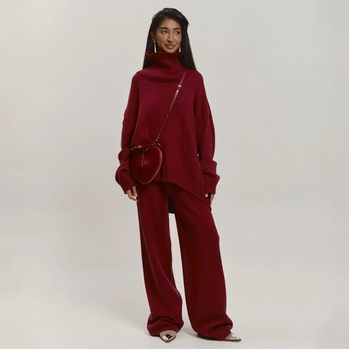 Damen Softer Strickpullover und lässige Hosen im Set Drune