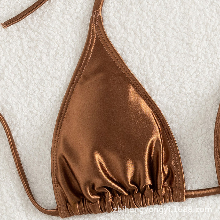Damen Triangel-Bikini mit hochwertigem Glanzmaterial und verstellbaren Seitenschnüren Drune