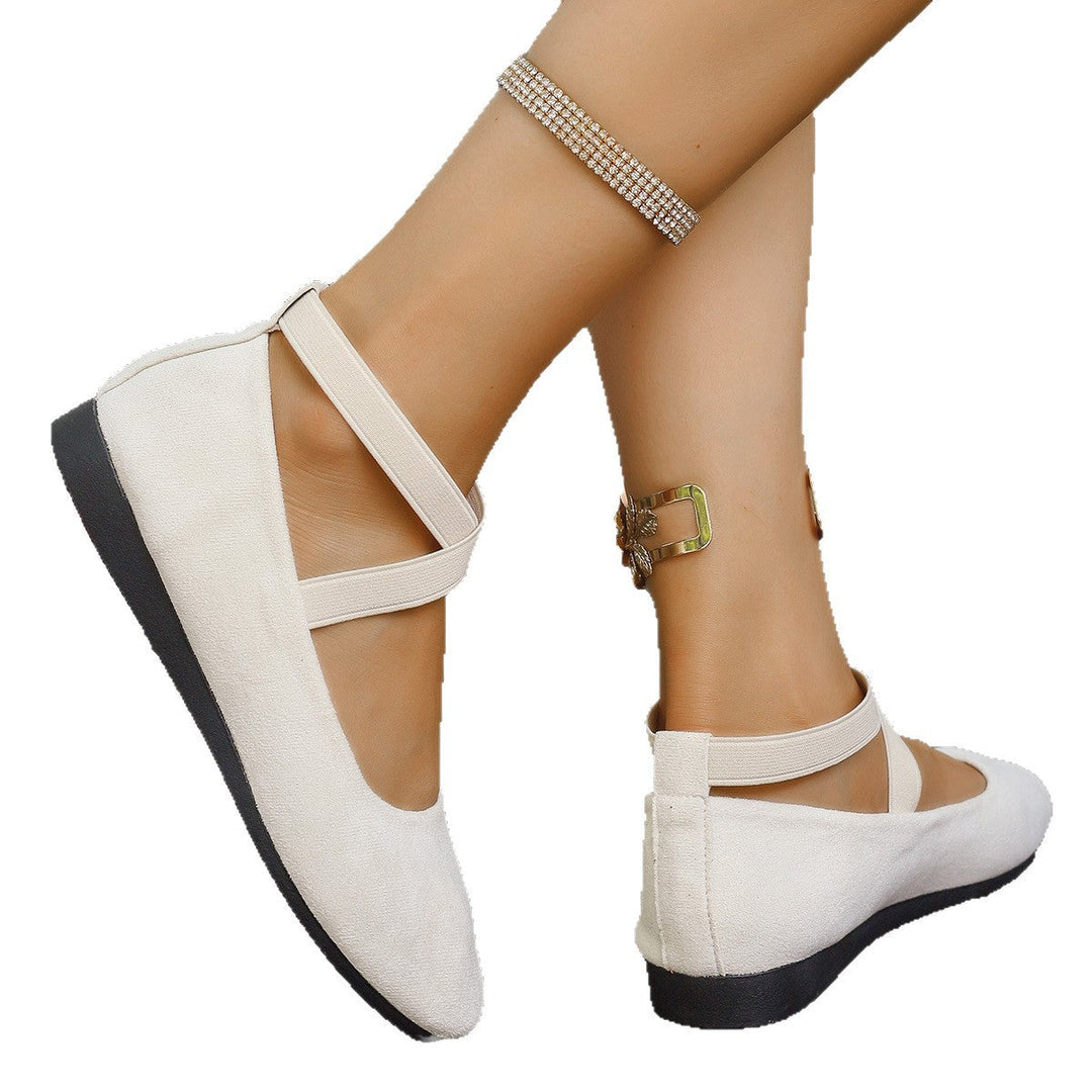 Damen Bequeme und elegante Ballerinas mit kreuzenden Riemen Drune