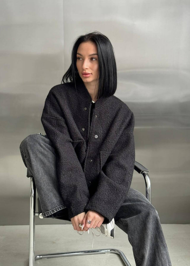 Drune | Oversized Fleece Druckknopfjacke