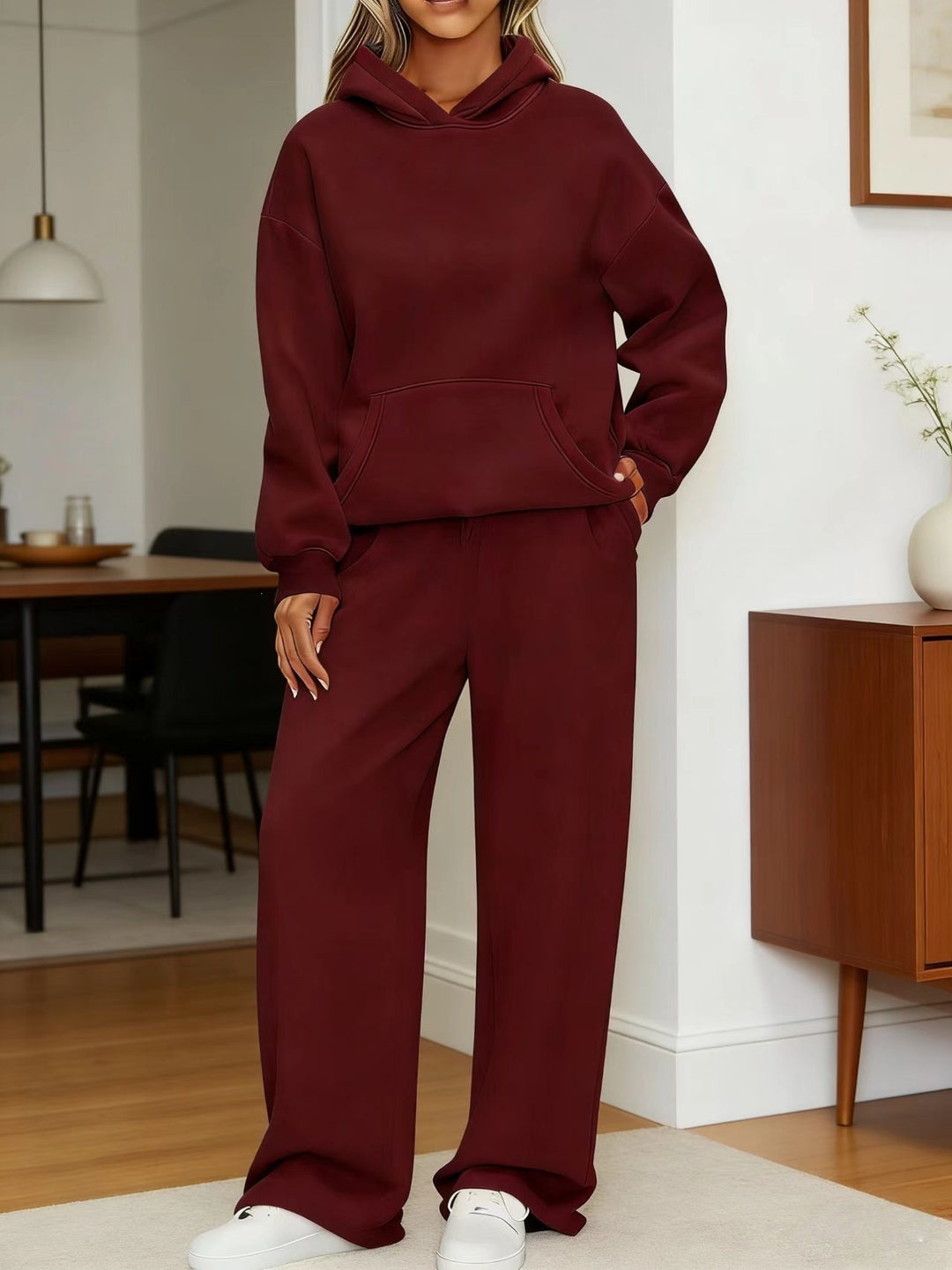 Damen nan kuscheliges Oversize Hoodie und weite Jogginghose Set Drune