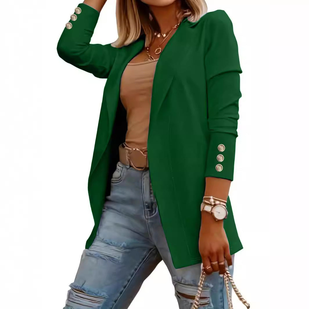 Damen Elegante Blazerjacke mit modischen Knopfdetails Drune