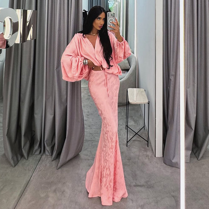 Damen Elegantes und luftiges Ensemble mit voluminösen Ärmeln Drune