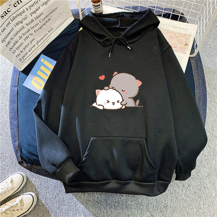 Damen Kapuzenpullover mit verspieltem Katzenmotiv und bequemer Passform Drune