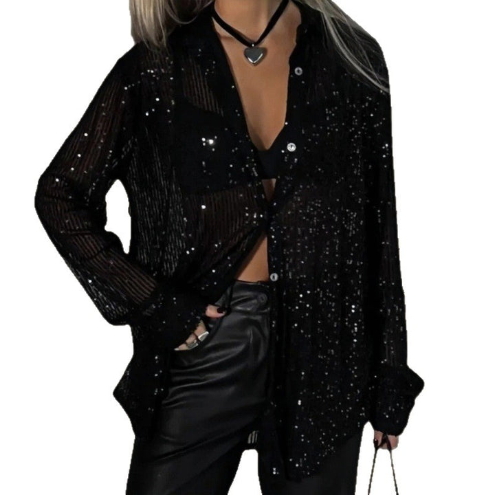 Damen Glitzerndes Oversized-Hemd mit Pailletten Drune