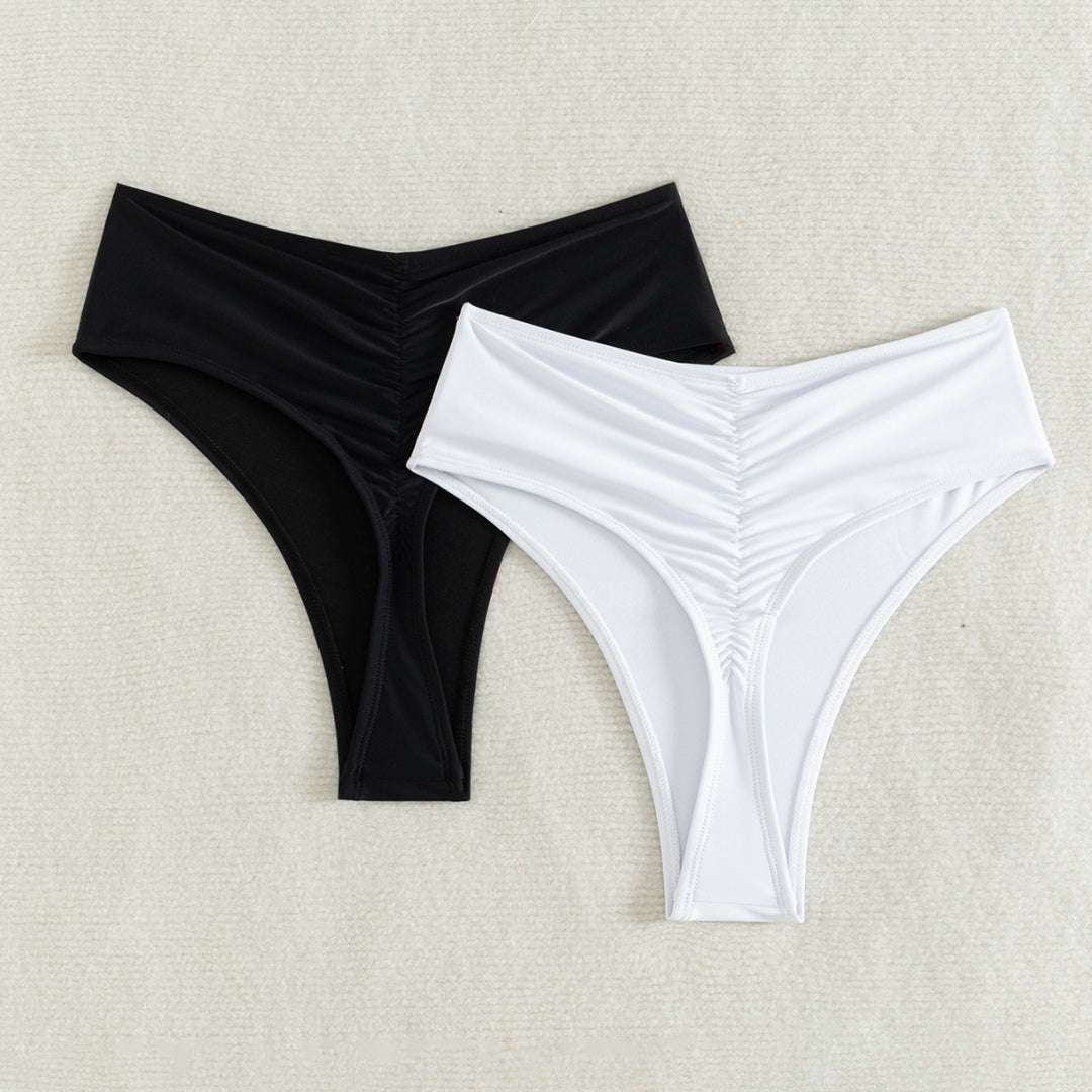 Damen Hochtaillierte Bikini-Hose mit elegantem Rüschendesign Drune
