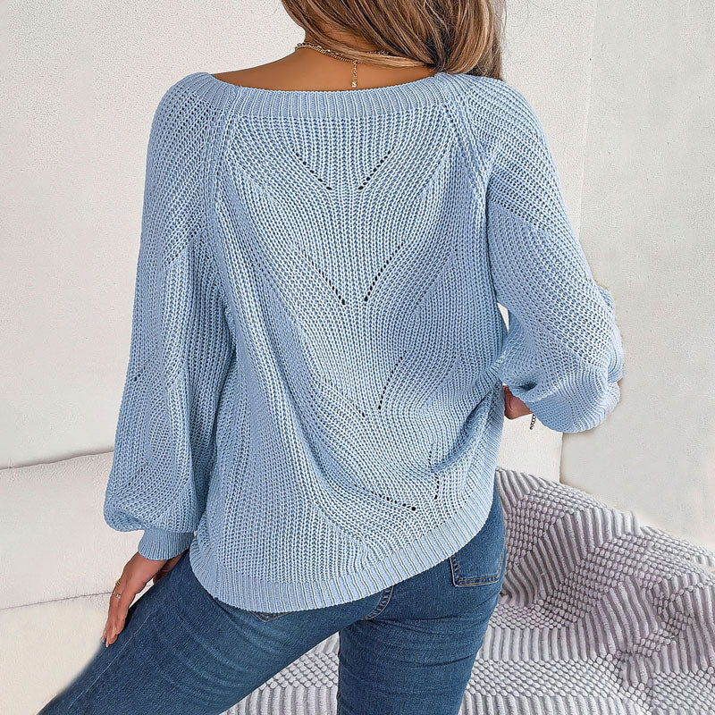 Drune | Strickpullover mit Knöpfen Quadratischer Halsausschnitt Weiches und Feminines Design