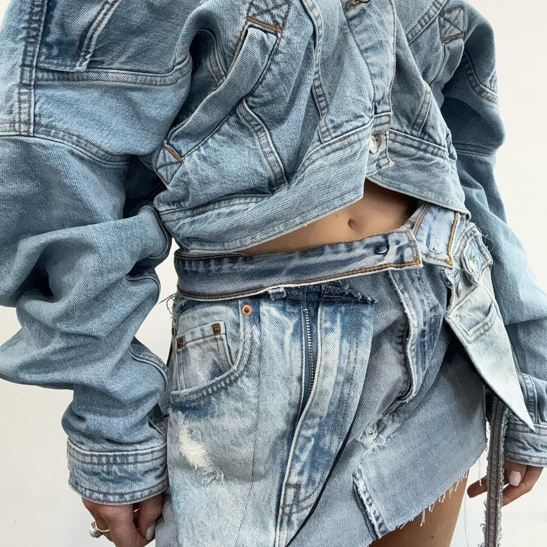 Damen Denim-Jacke mit lässigem Schnitt und modischen Destroyed-Details Drune