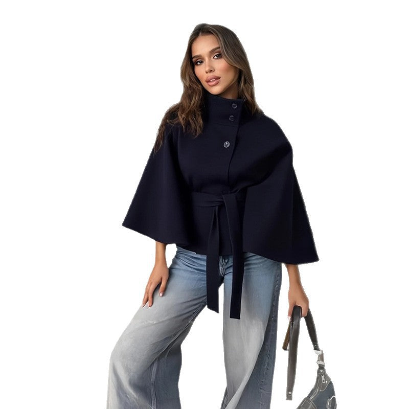 Damen elegante Überwurfjacke mit modernem Knopfdetail Drune