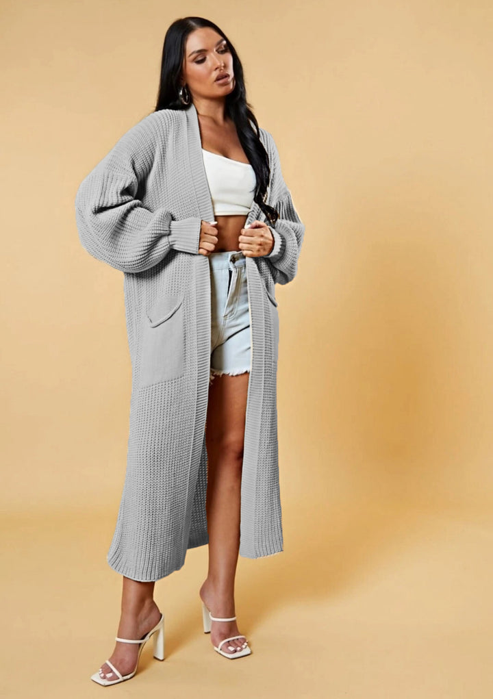 Damen Langstrick-Cardigan mit offenem Design und praktischen Taschen Drune