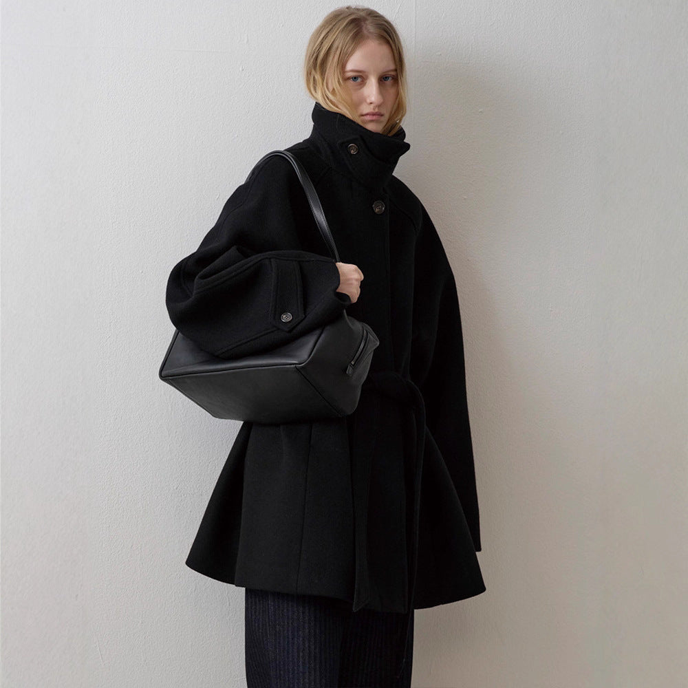 Damen gesteppter Wollmantel mit elegantem Kragen Drune