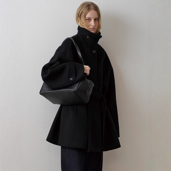Damen gesteppter Wollmantel mit elegantem Kragen Drune