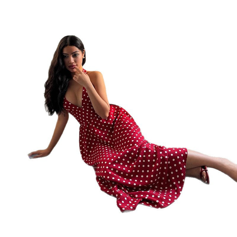 Damen Maxikleid mit Halterneck und punktemuster Drune