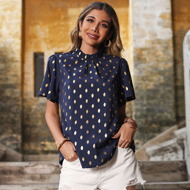 Damen Bluse mit geschmackvollem Punktedesign und eleganten Puffärmeln Drune