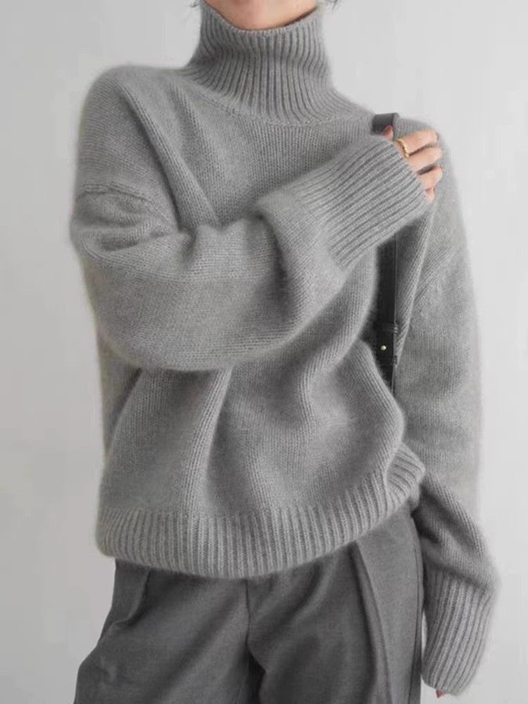 Damen Designer Rollkragenpullover aus hochwertiger Wolle Drune