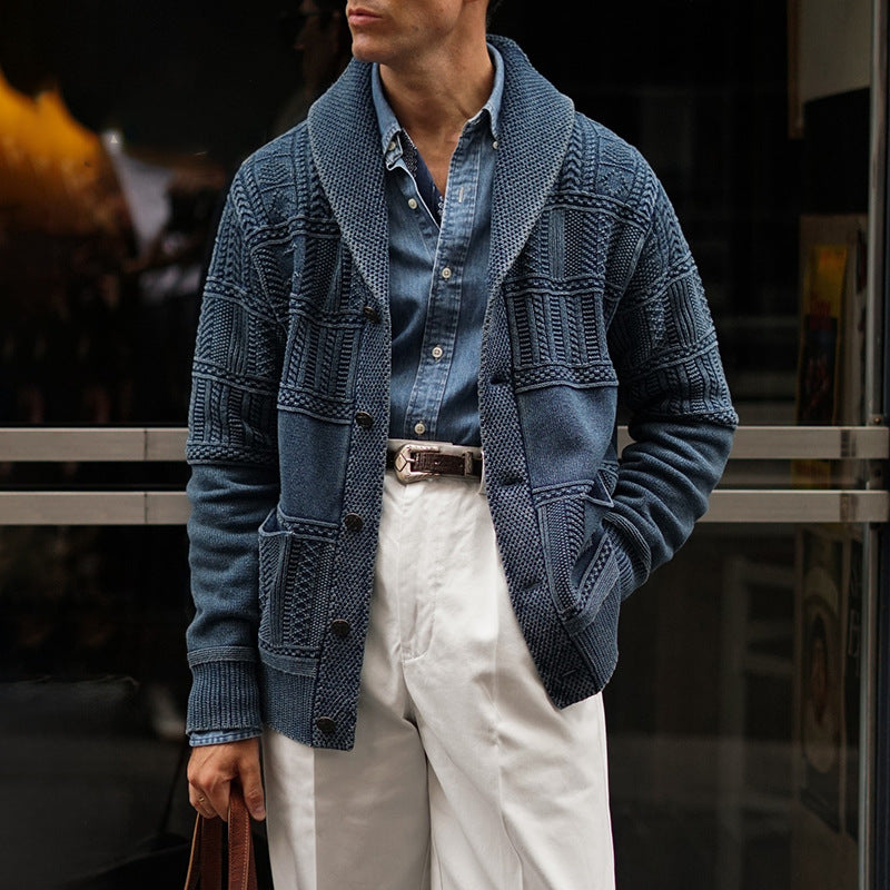Herren Strickjacke mit innovativem Muster und großen Taschen Drune