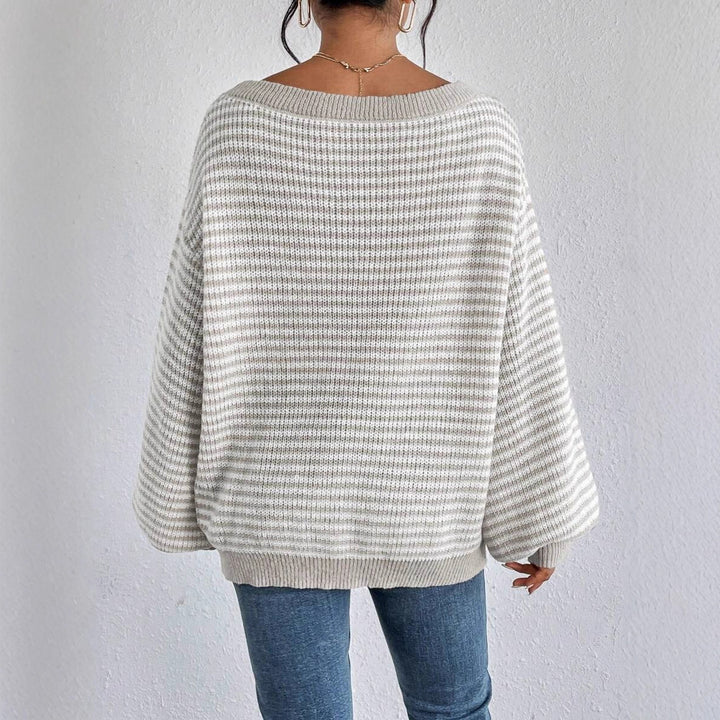 Damen Oversized Strickpullover mit weitem Rundhalsausschnitt Drune