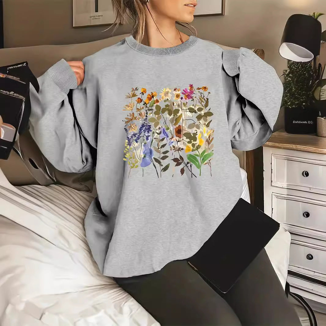 Damen Sweatshirt mit floralem Motiven und bequemer Passform Drune