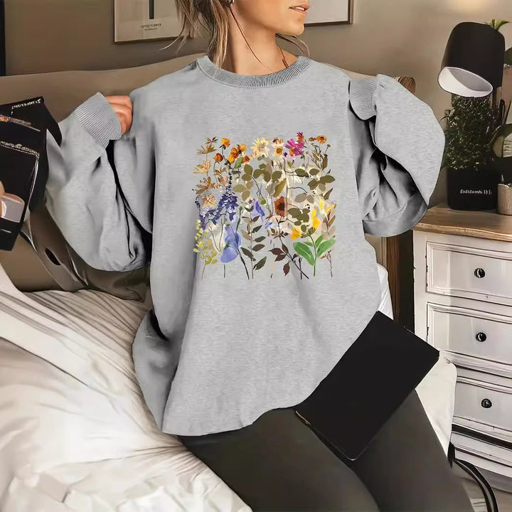 Damen Sweatshirt mit floralem Motiven und bequemer Passform Drune