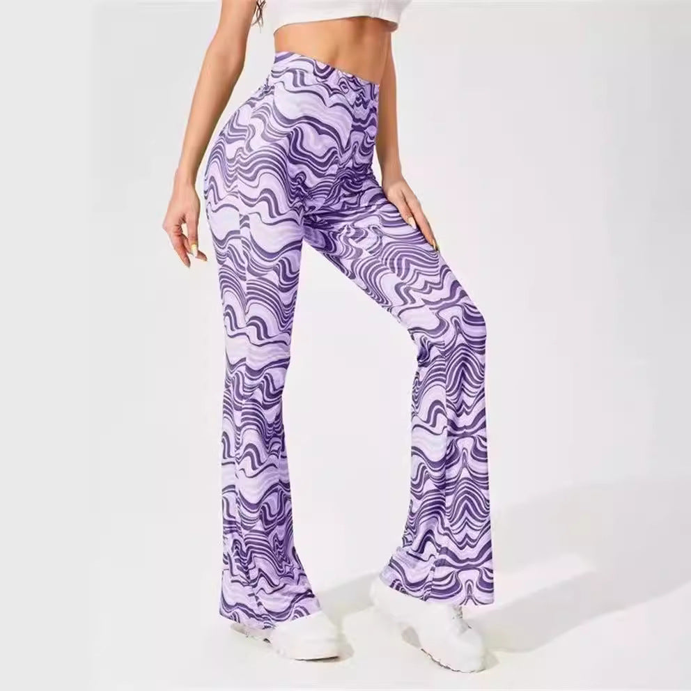 Damen hoch taillierte Hosen im modernen Wellenmuster Drune