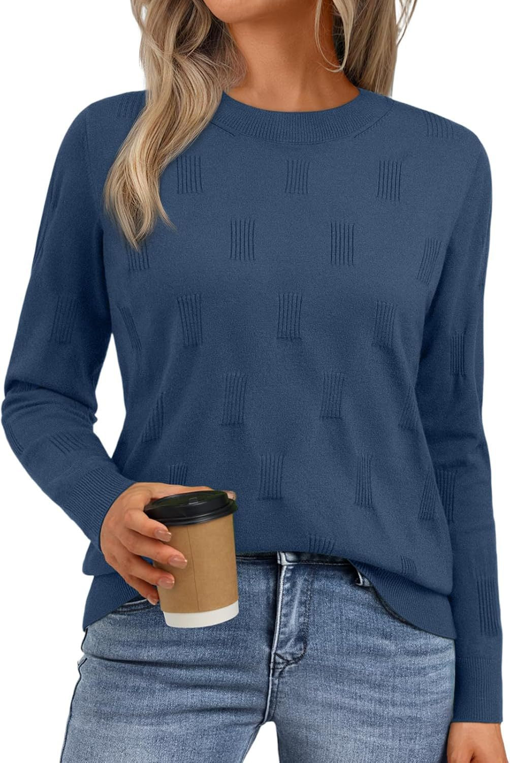 Damen Eleganter Strickpullover mit strukturiertem Muster Drune