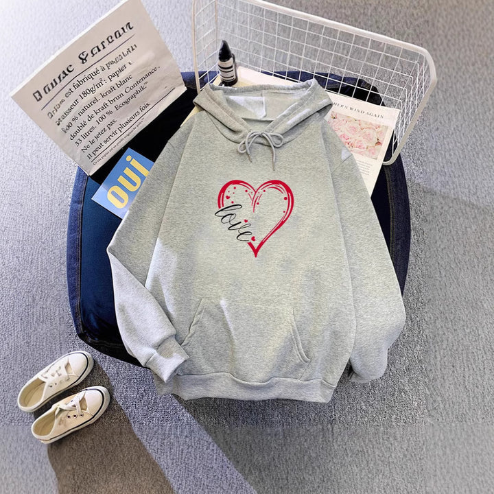 Damen Kapuzenpullover mit romantischem Herz-Design und hochwertigem Fleece Drune